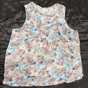 J. Jill Tropical Floral Tank Top - Blue and Purple